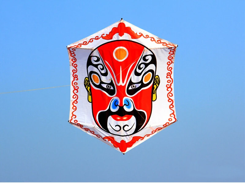 Free shipping Chinese traditional kite Hexagonal kite Peking opera mask kite fabric nylon facebook kites adults kites flying koi