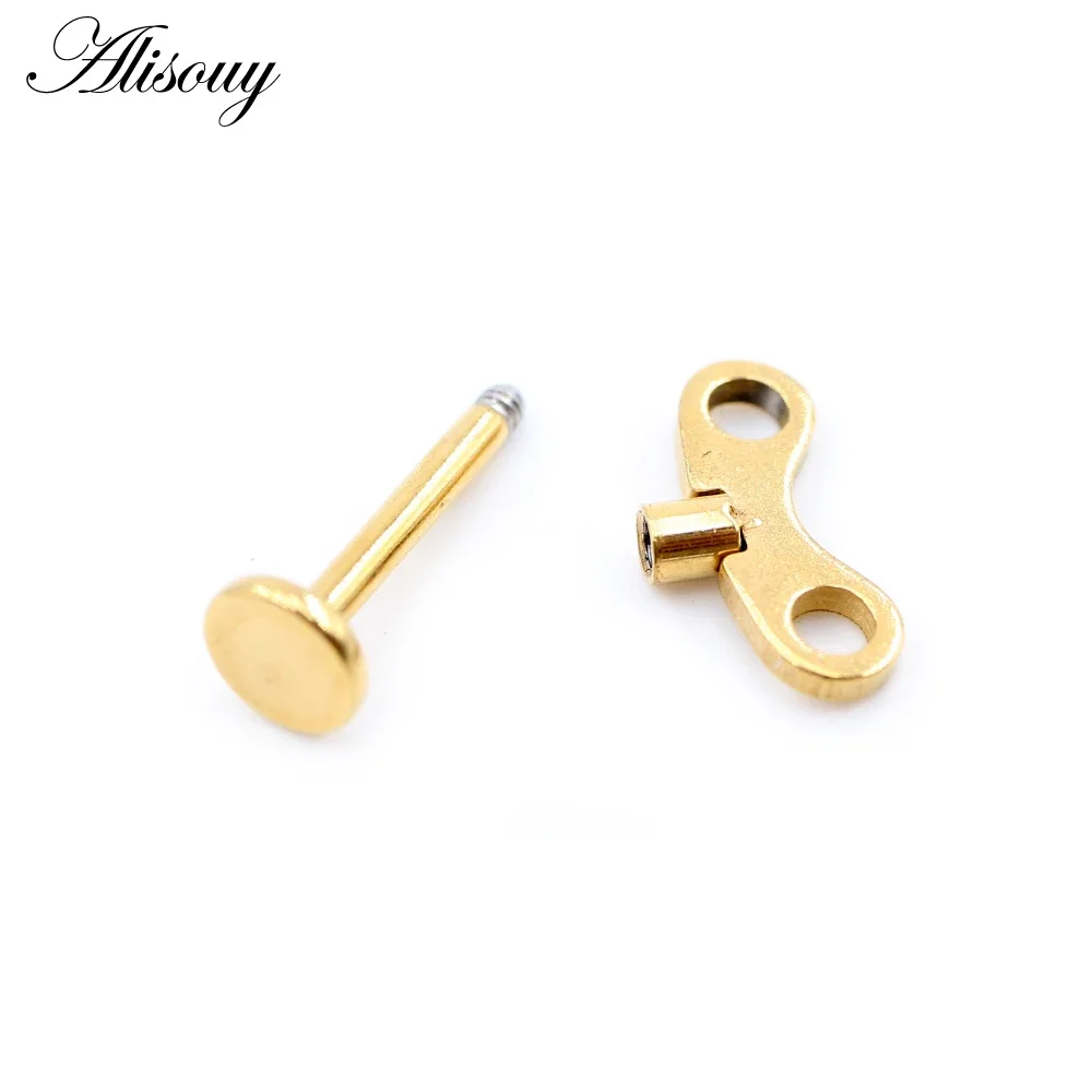 Alisouy 1PC Stainless Steel Key Spring Chalice Cup Tragus Helix Bar Labret Lip Rings Stud Cartilage Ear Earring Piercing Jewelry
