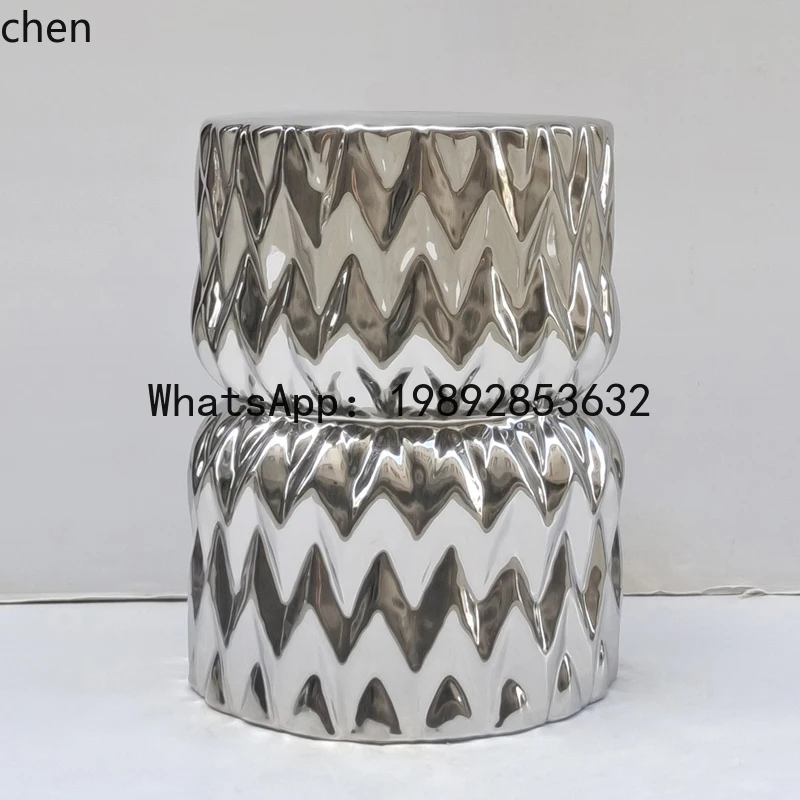 

Creative gold and silver ceramic drum stool home guzheng piano pier shoe change bathroom round stool