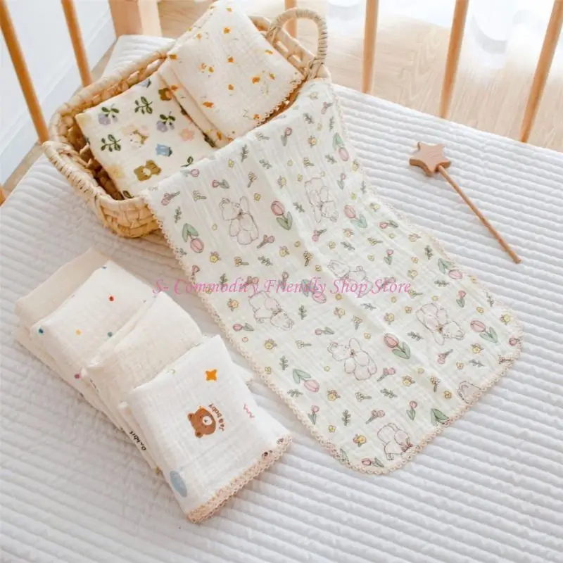 85AE 小さなハンカチ フェイスタオル 4 層優しく吸収性よだれよだれかけ 口拭き布 赤ちゃんの沐浴や授乳に