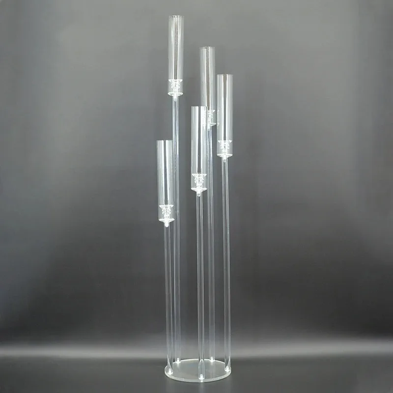 All Clear Acrylic Candelabra, Candle Holders, Wedding Candlesticks, Table Centerpieces Decoration, 10Pcs