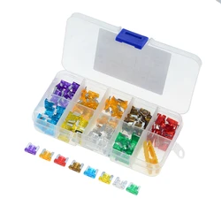 100pcs/lot Car Truck Micro Blade Fuses 3A 5A 7.5A 10A 15A 20A 25A 30A AMP Plastic Box Assortment with Clip