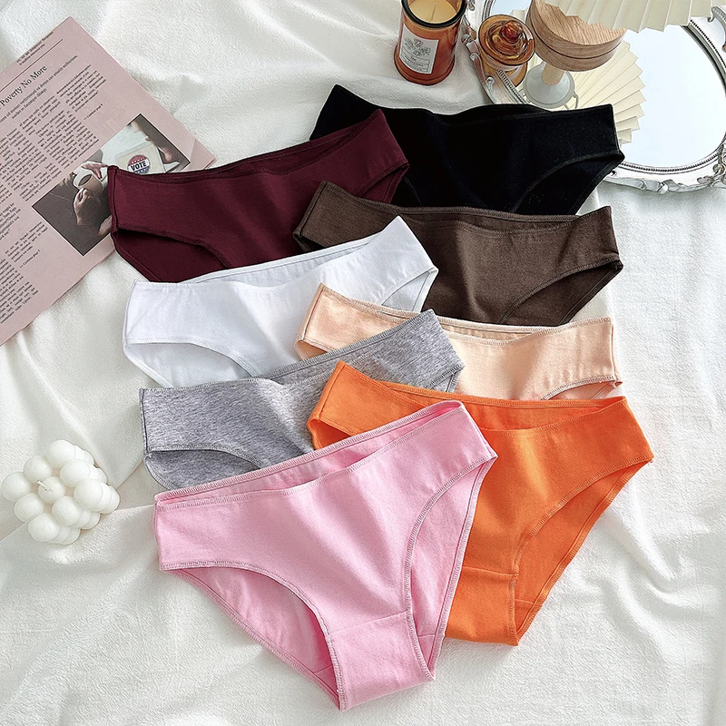 2PCS/Set Low Waist Sexy Woman Panties Cotton Briefs For Women Solid Colors Underpants Lingerie Pantys For Girls Soft Underwear