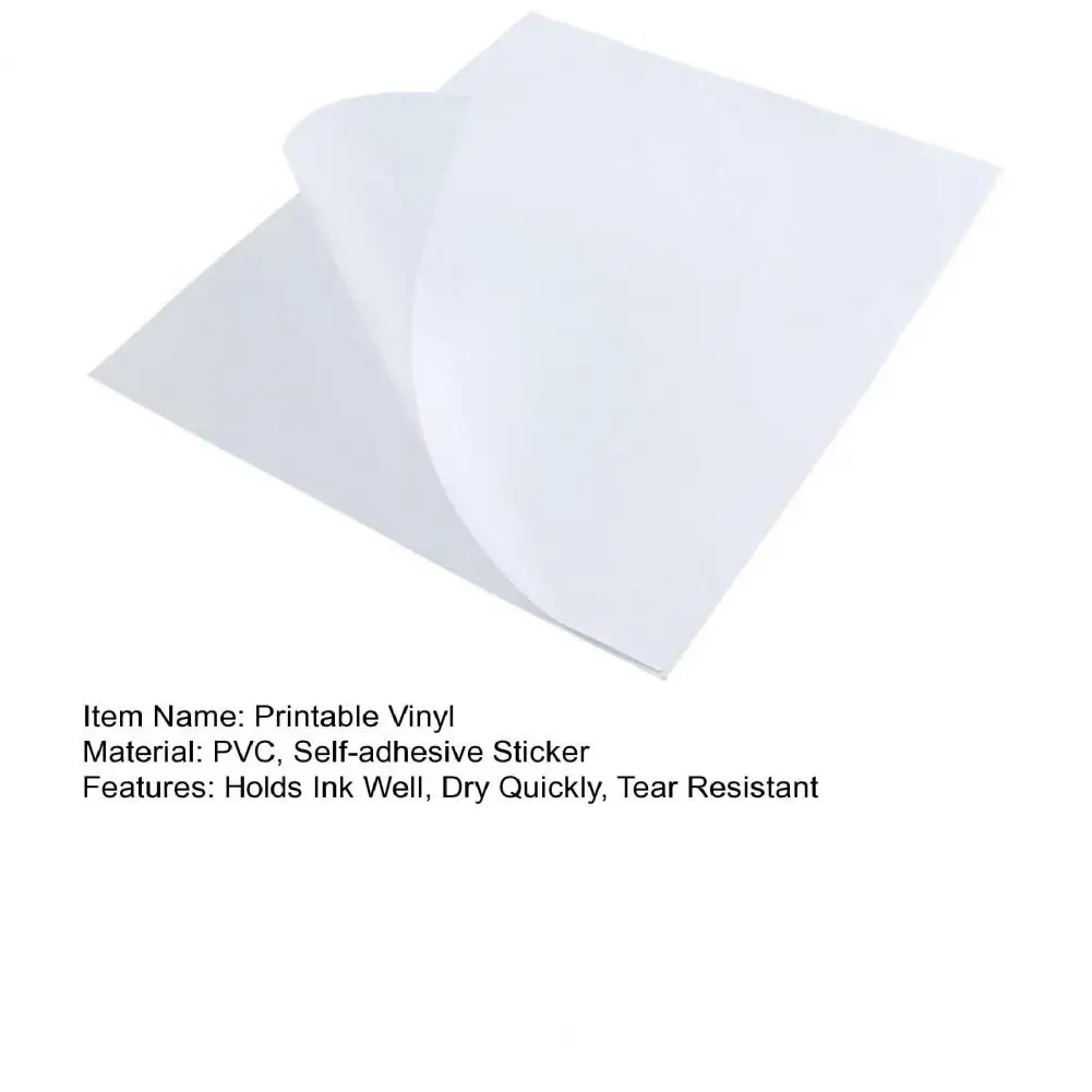 20 Sheets Printable Vinyl Waterproof Holds Ink Well No Smudge Dry Quickly Tear Resistant DIY Vivid Color Inkjet Printer Sticker