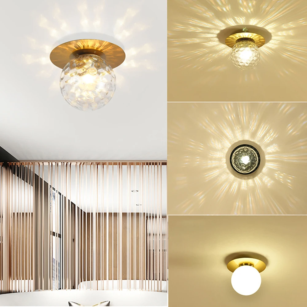 

Nordic Glass Ball Ceiling Lamps Balcony Corridor Porch Bedroom Bedroom Ceiling Lights Indoor Decoration Lighting E27