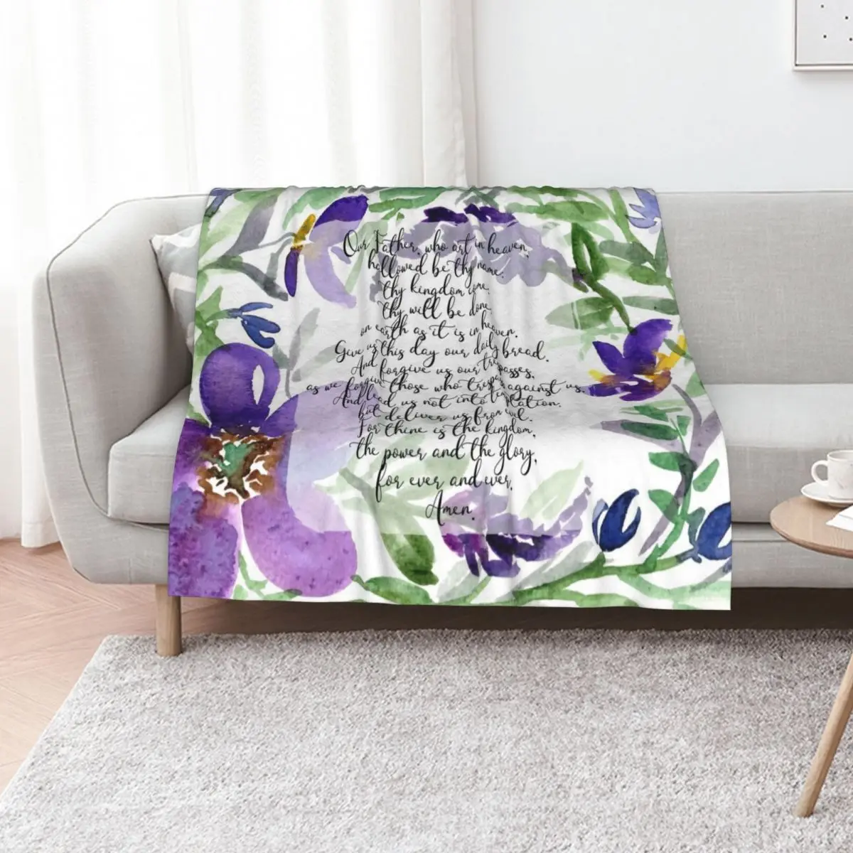 Our Father | Daily Prayer | Scripture Art Throw Blanket Beautifuls blankets ands blankets and throws Beach Travel Blankets