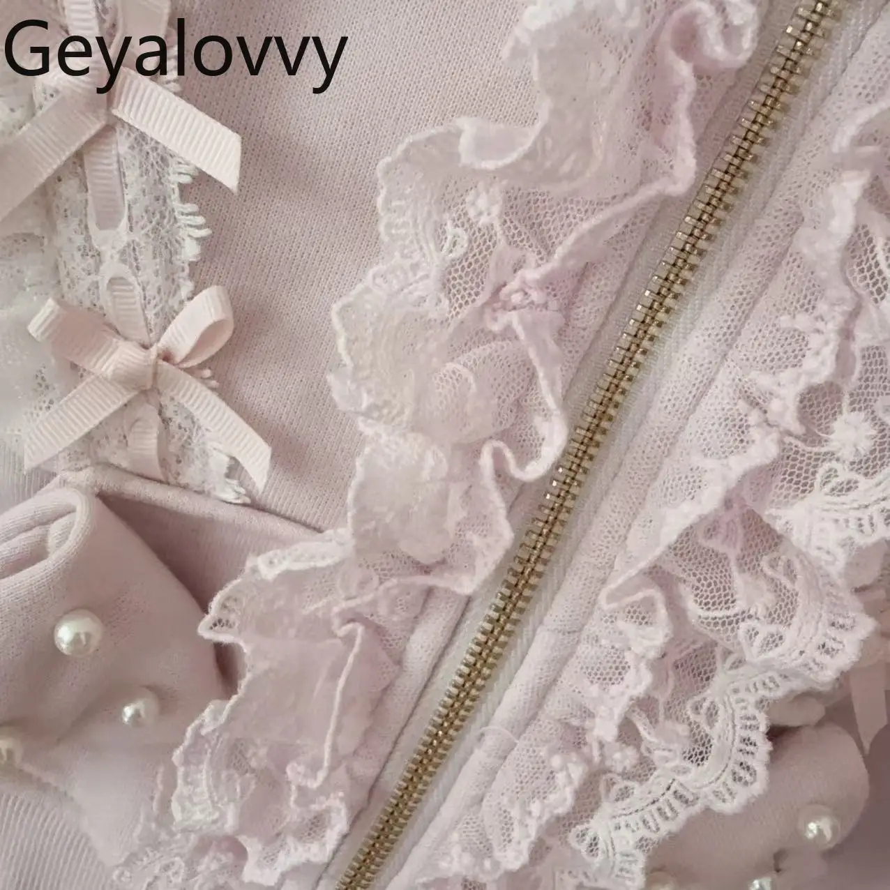 

Japanese Style Heavy Sweet Cute Pearl Lace Trim Hooded Short Jacket Cardigan and High Waist Short Skirt Two-Piece Set for Women