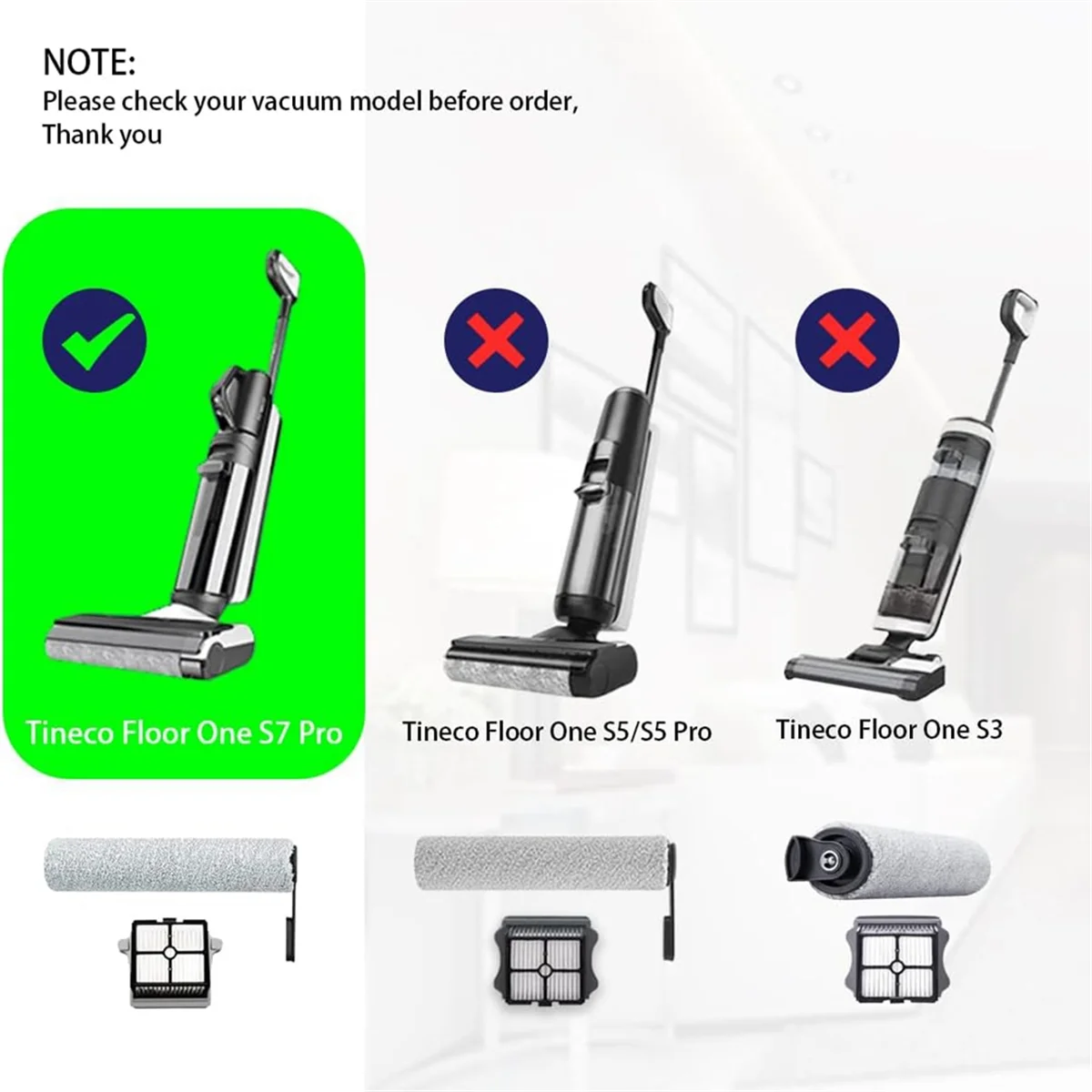 Rollo de cepillo para Tineco Floor One S7/Floor One S6 Pro, accesorios de piezas de filtro de repuesto