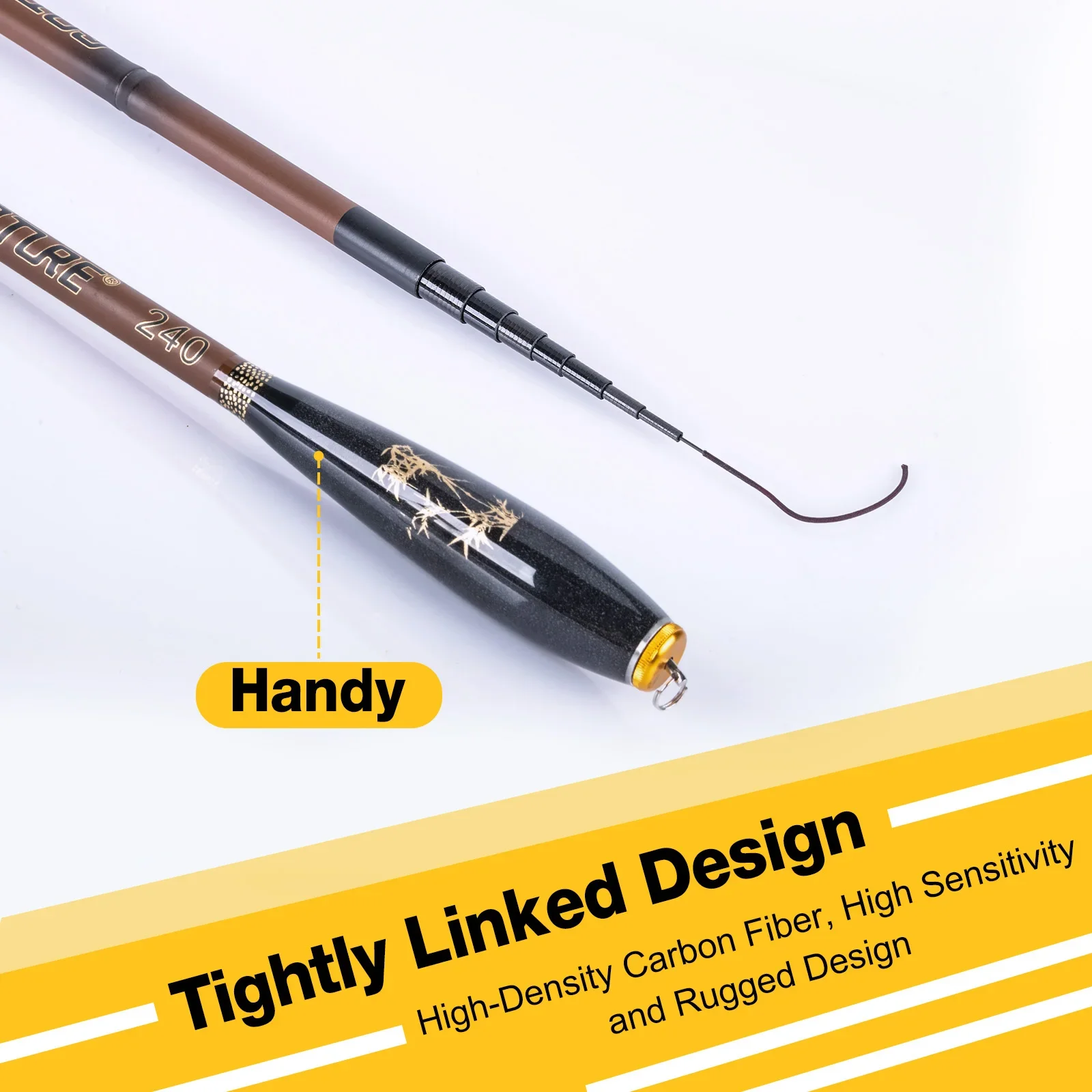 Goture 1.4m-3.6m Mini Stream Rod  24T Carbon Fiber UltraLight Telescopic Fishing Rod for Stream Lake Freshwater Fishing Tackle image 3