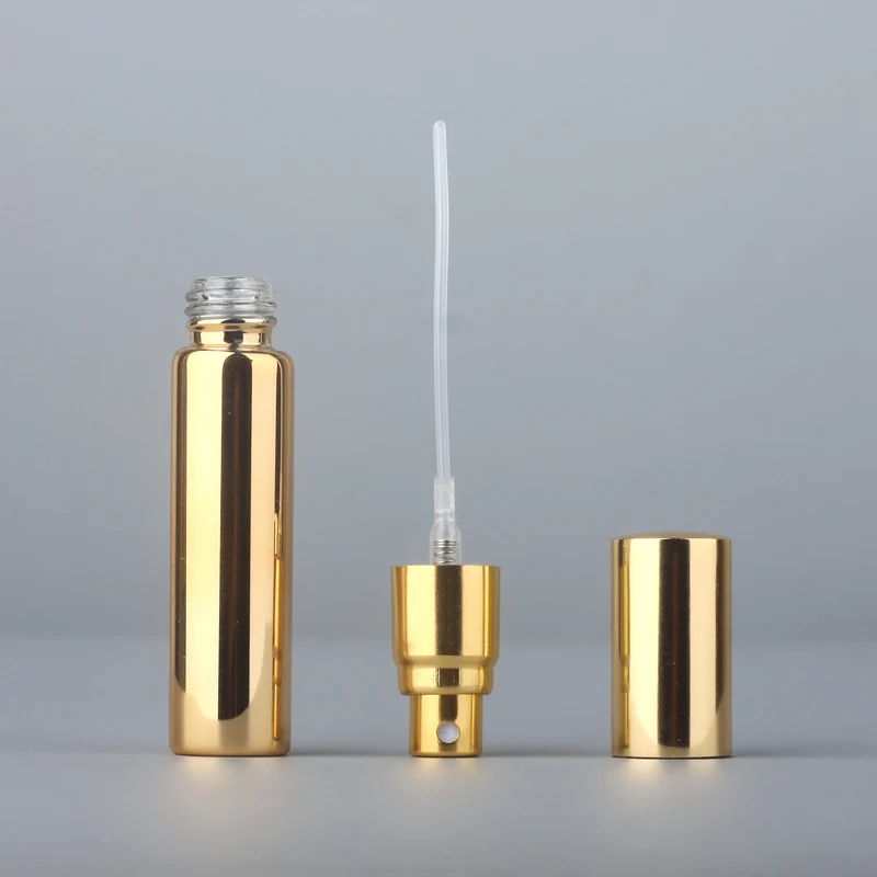 100Pieces/Lot 10ML Portable UV Glass Refillable Perfume Bottle With Aluminum Atomizer Spray Bottles Sample Empty Containers
