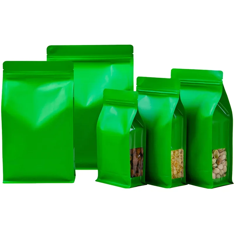 

50pcs Green Ziplock Bag For Tea Nuts Grain Coffee Bean Kitchen Storage & Organization Reusable Aluminum Foil Seal Plastic Pouch