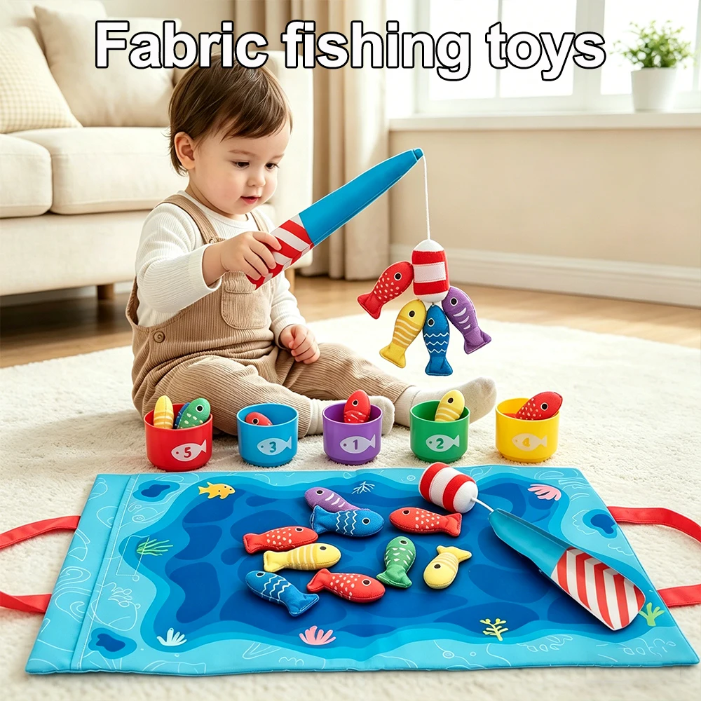 Juguetes de pesca para niños, juegos de pesca artesanales de tela Montessori, juguetes educativos para bebés, juguetes de educación temprana, regalos de cumpleaños para niños