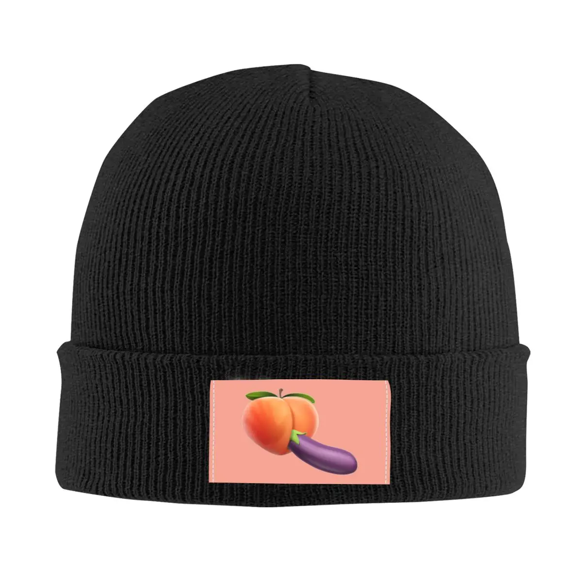 Funny Food Porno Peach Eggplant Design Bonnet Hat Knit Hat Men Women Hip Hop Unisex Winter Warm Beanies Cap