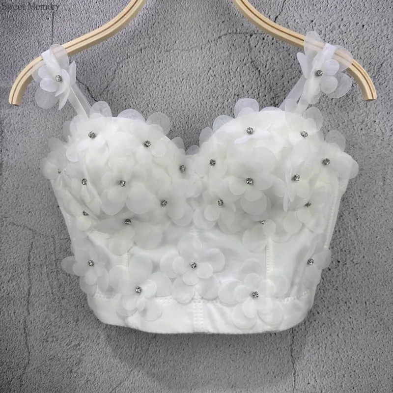 M555 Princess Girls Beautiful Bras Sweet Memory Flower Handmade Nail Bead Camisole Short Corset Stage Performance Costume
