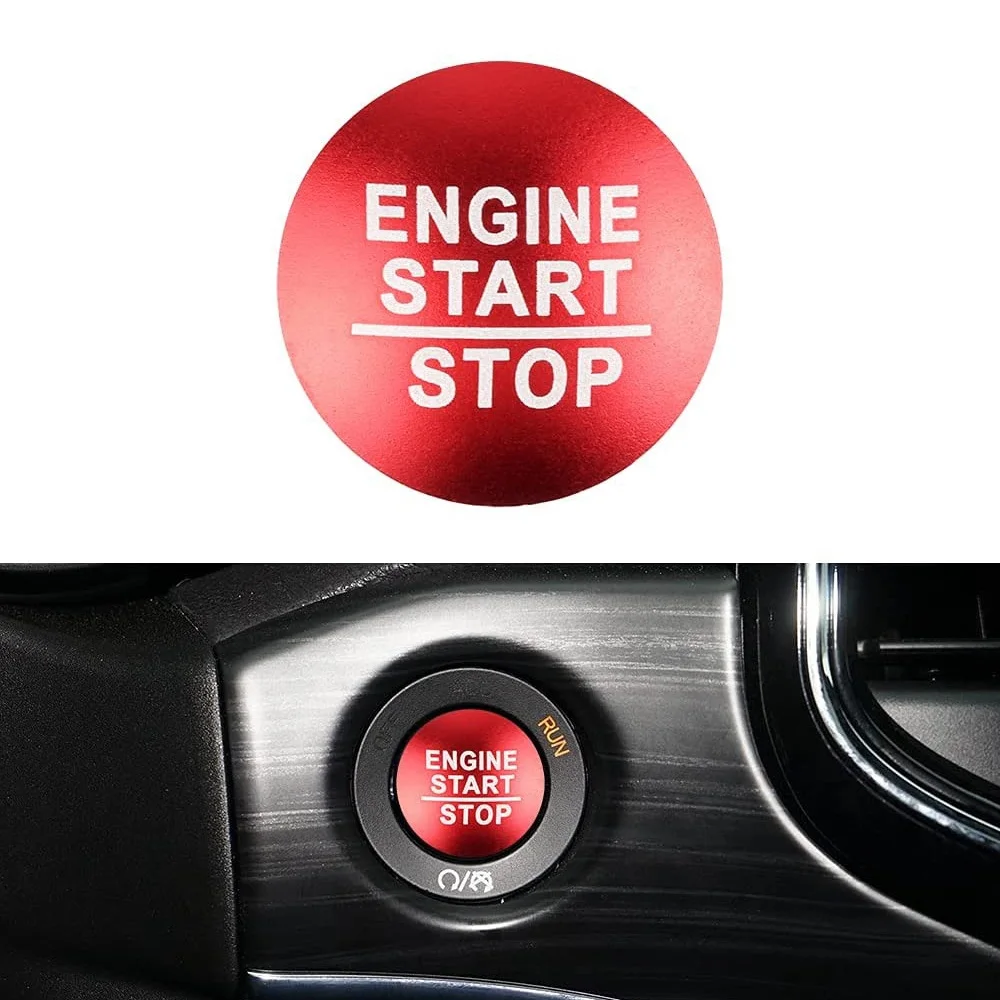 Car Engine Start Stop Button Cover Trim for Jeep Grand Cherokee 2014-2021 Accessories Ignition Button Decal Sticker,Red