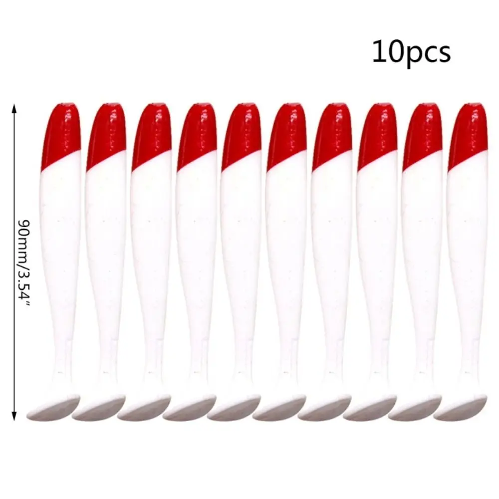 

Double Color 10PCS Carp Bass Red Head White Body Soft Bait T Tail Flying Fishing Lure Worm Soft Bait Soft Lure Fishing Lure