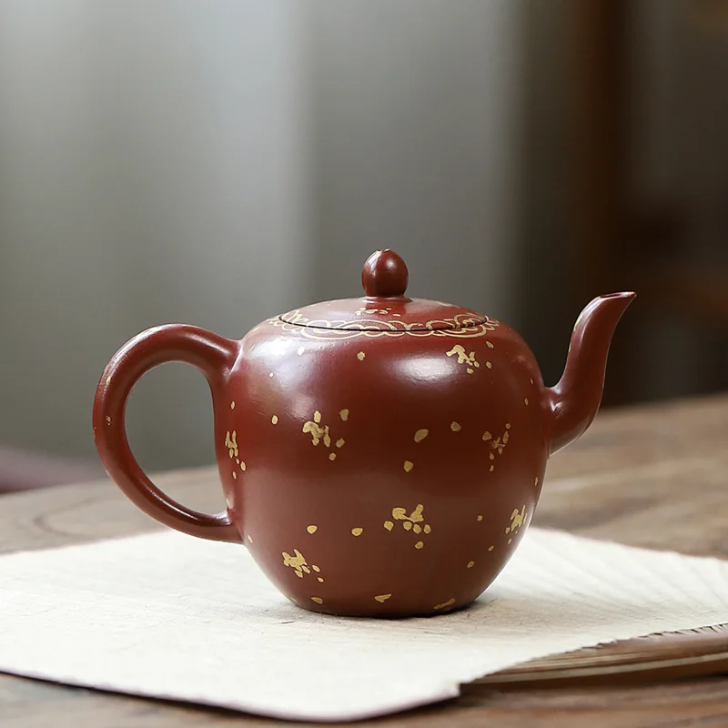 200cc Yixing raw ore Dahongpao handmade purple clay teapot household kung fu tea set