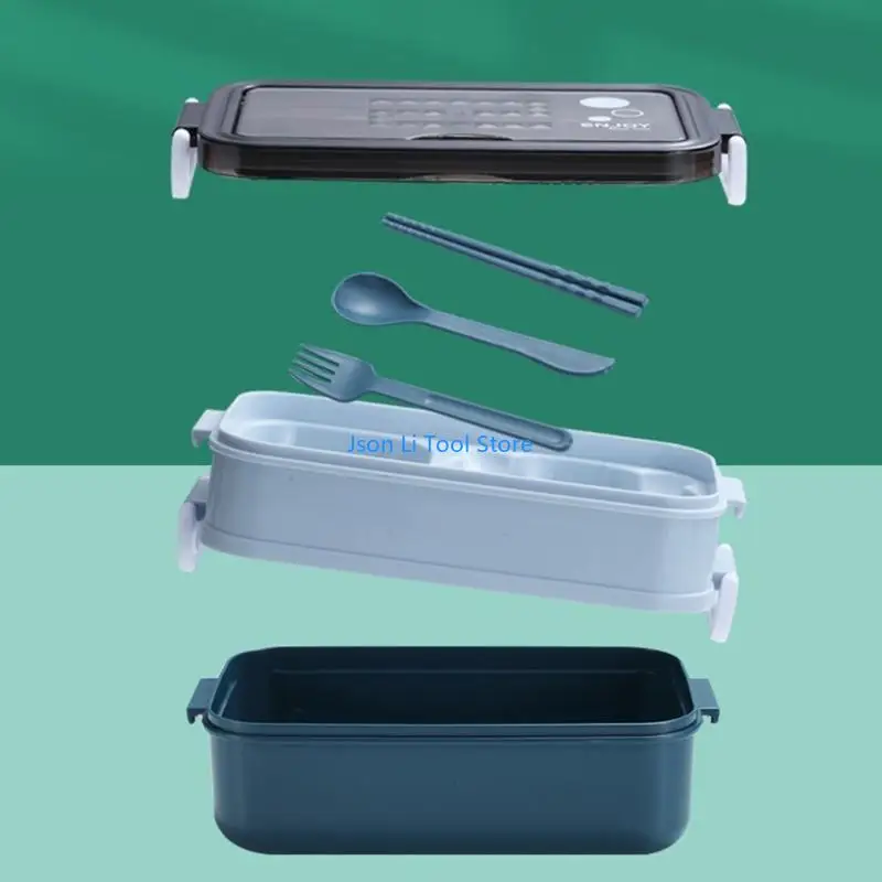 Y08D Double Layer Lunch Box con tappeti per le perdite per le perdite fork