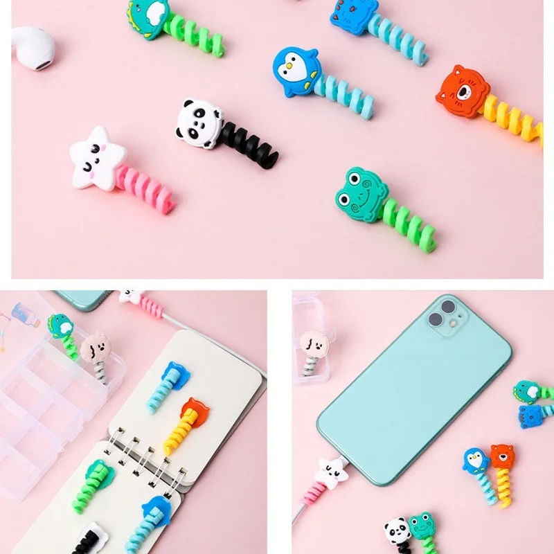 Imagem -03 - Animal dos Desenhos Animados Usb Charge Cabo Protector Protector Capa Guards Shield Case Estilo Aleatório Pcs