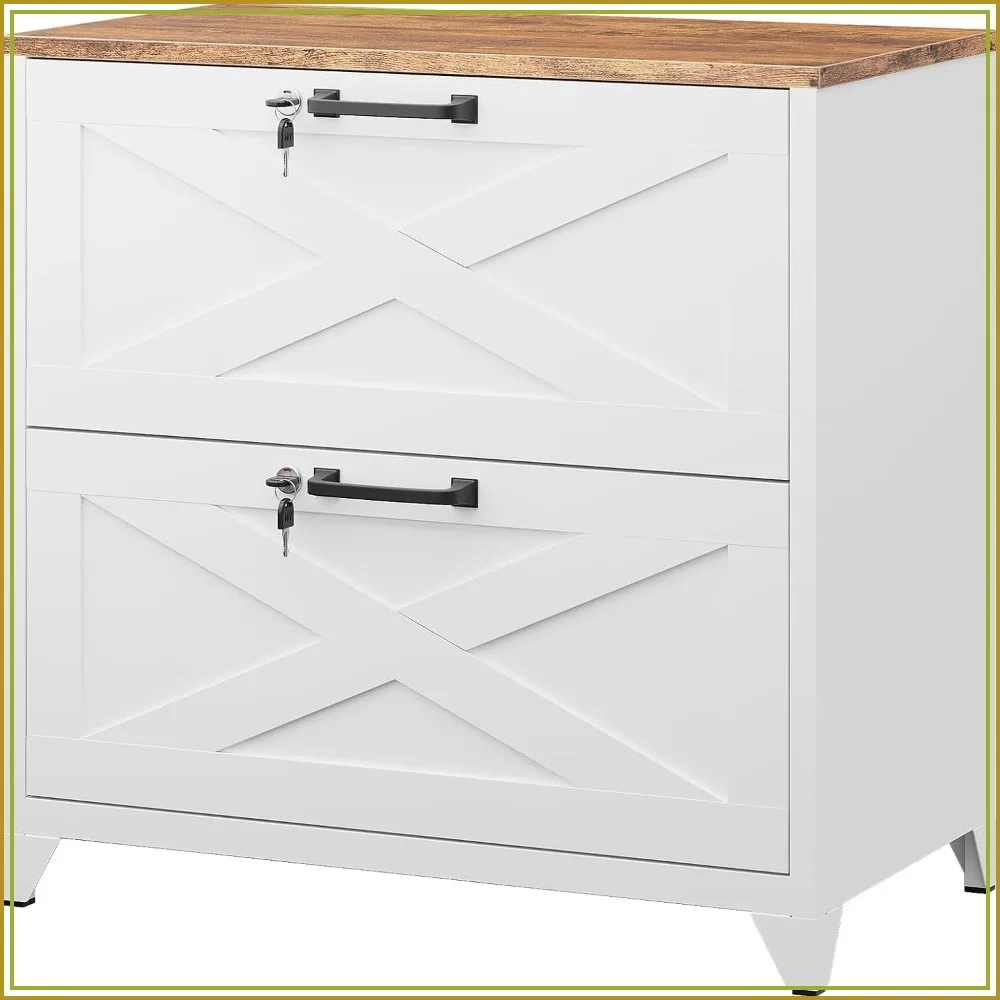 2 Drawer Metal Lateral File Cabinet with Lock for A4 Legal Letter Size Home Office