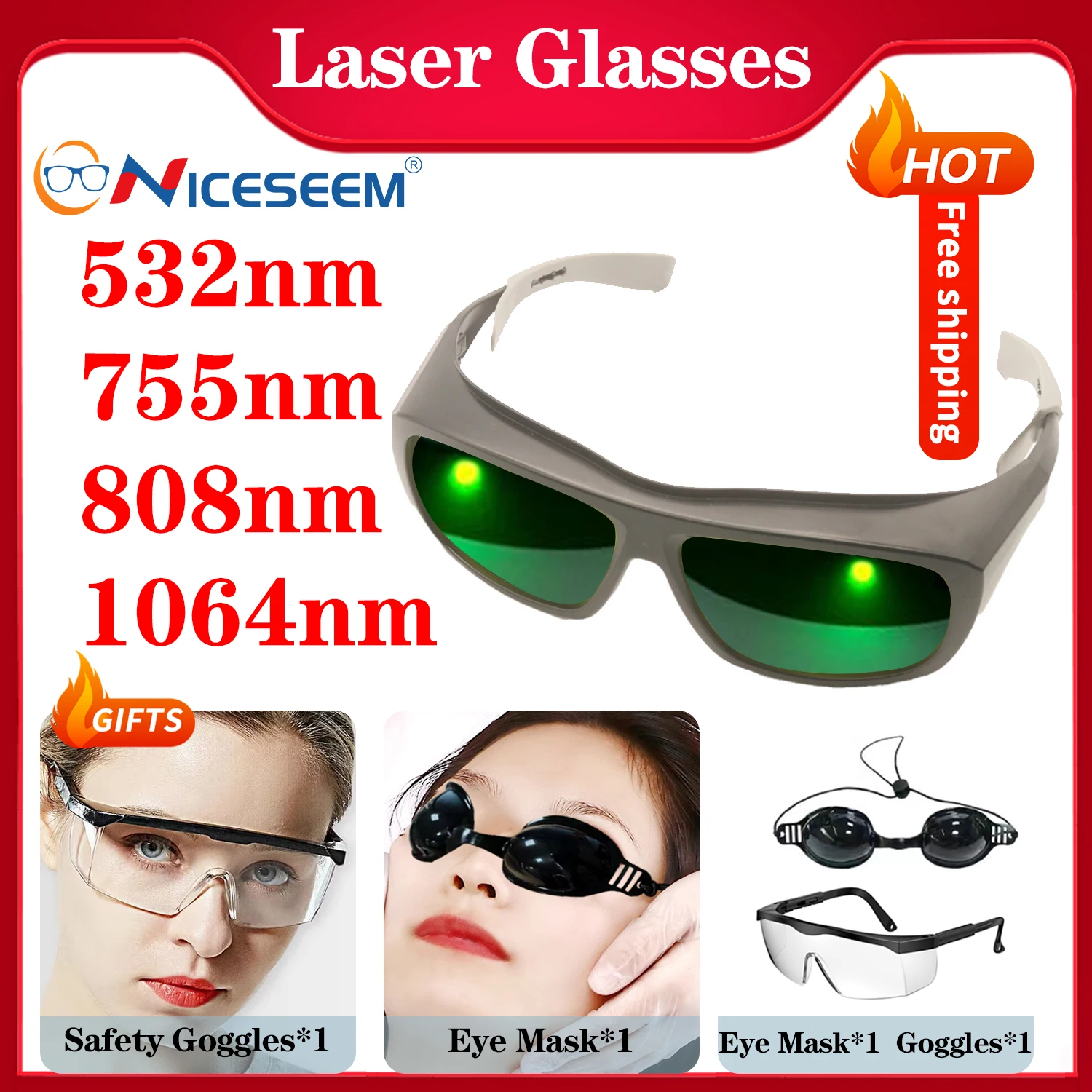 laser glasses ipl glasses co2 laser pointer ND YAG UV Glasses Protective Laser Eyewear 532nm CO2 1064nm laser safety glasses