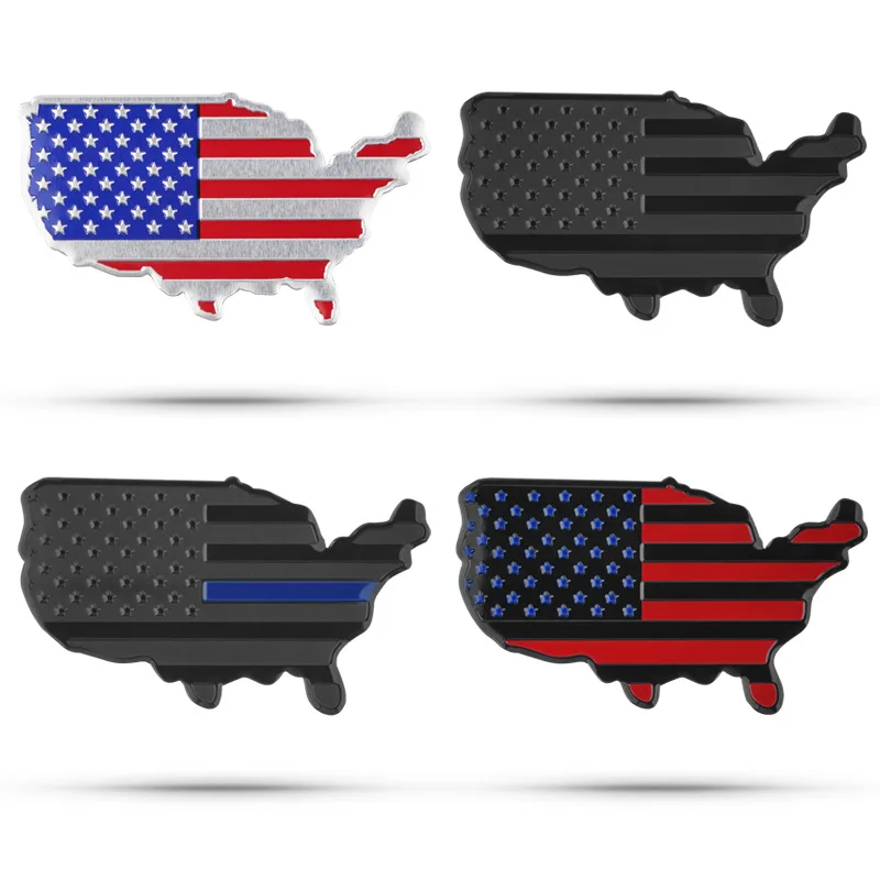 

American map metal car stickers black flag car metal 3D logo personalized modified flag metal labeling