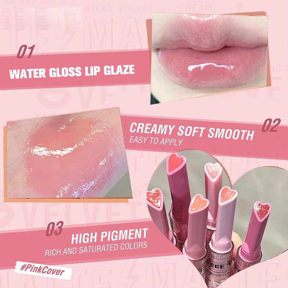 Mirror Glass Solid Lip Gloss Jelly Moisturizing Water Light Tender Colored Lip Balm Heart Shape Cute Rabbit Lip Glaze Makeup