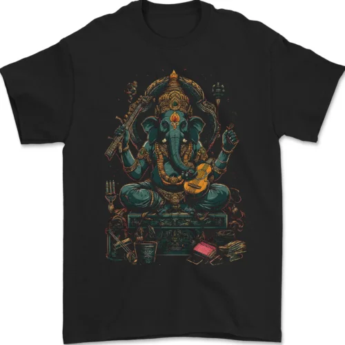 

Мужская футболка Ganesha, индуийский Бог, слон Ганапати, 100% хлопок