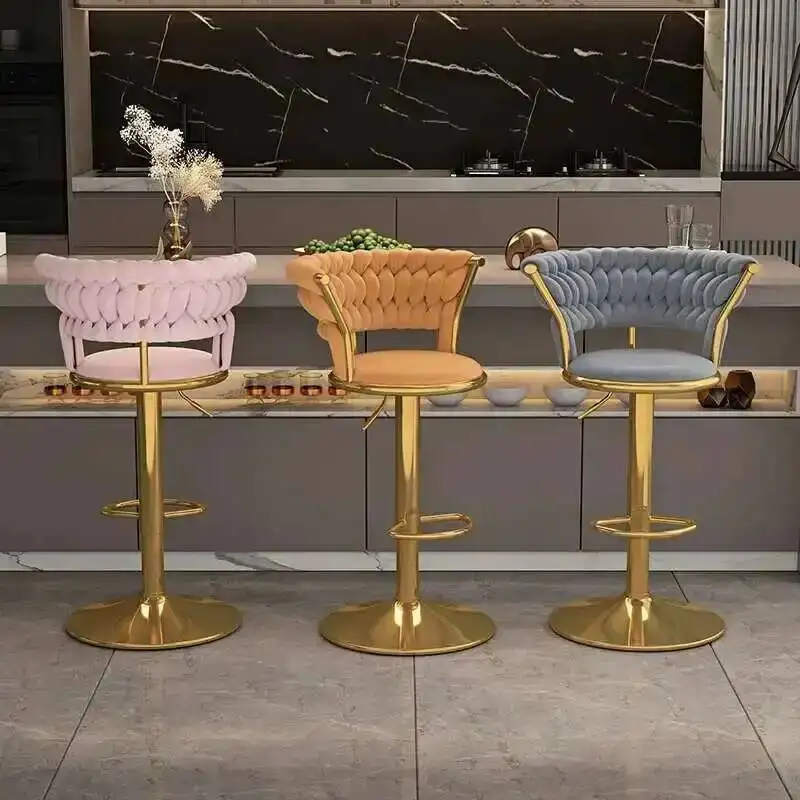 

stools bar Minimalist bedroom modern metal long balcony leather chair throne nordic party sillas para comedor salon furniture