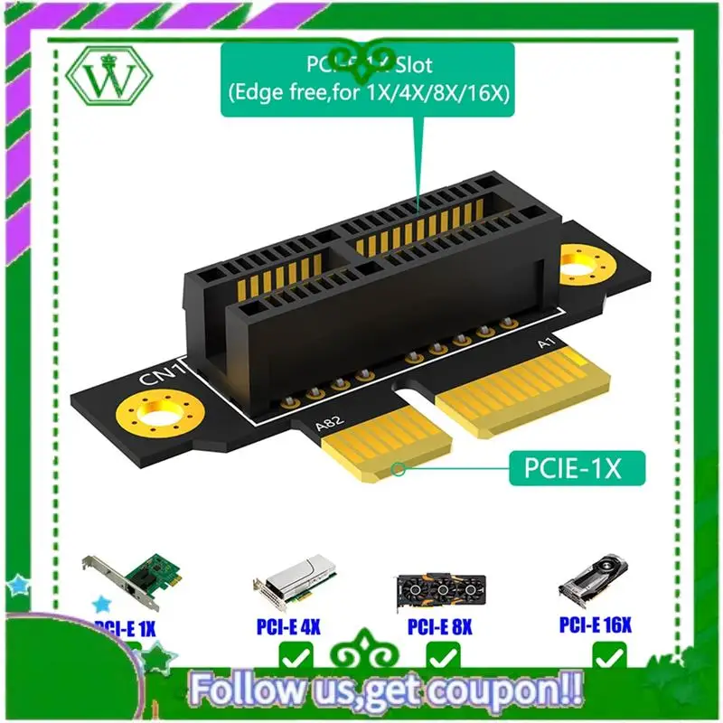 Reliable-PCI-E 1X 3.0 90 Degree Reverse Male To Female Riser Card For 1U Server (Installation Direction Towards CPU)