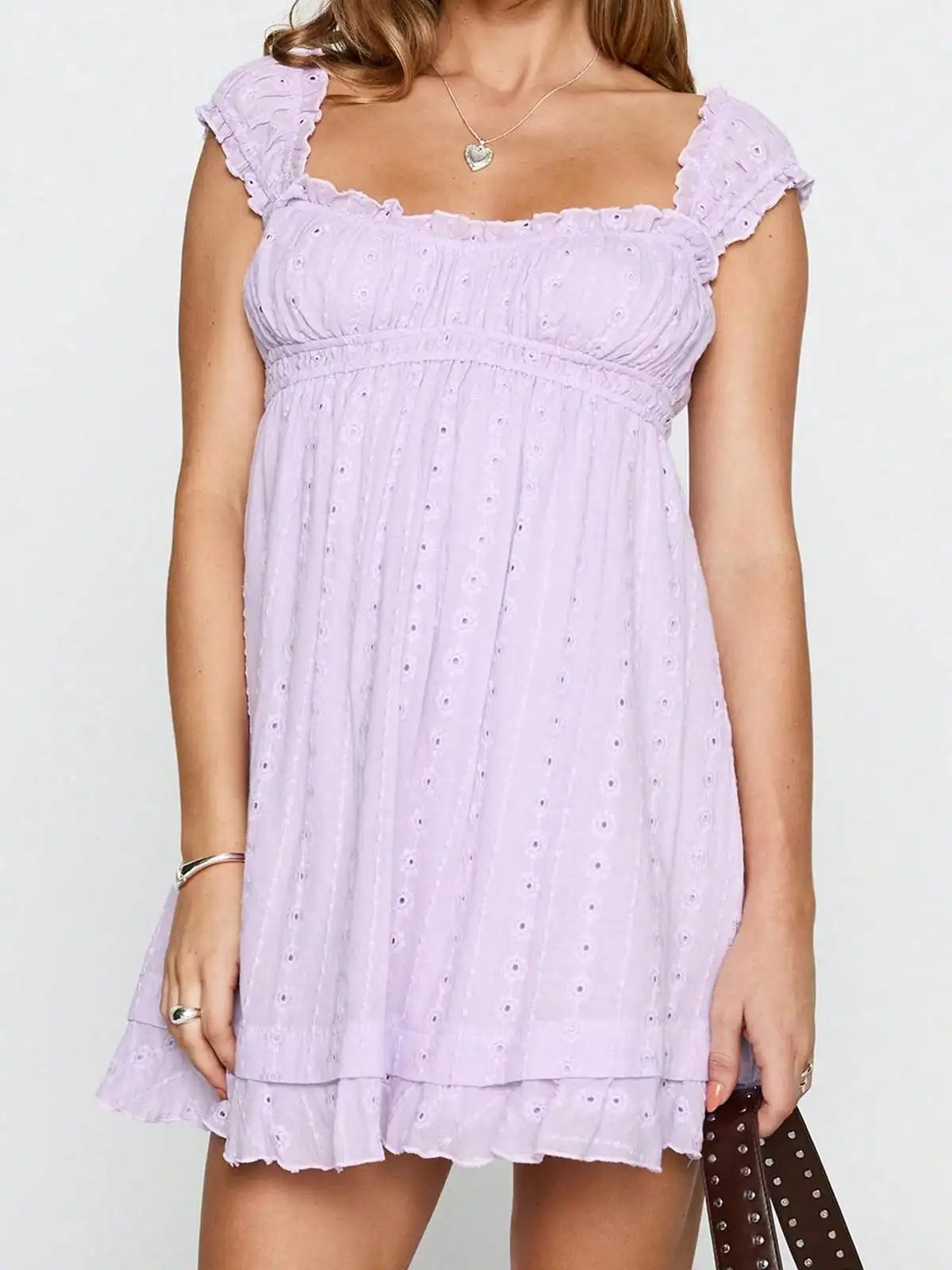 

Women Summer Sleeveless Dress Floral Embroidery Loose Party A-Line Dress For Beach Club Streetwear