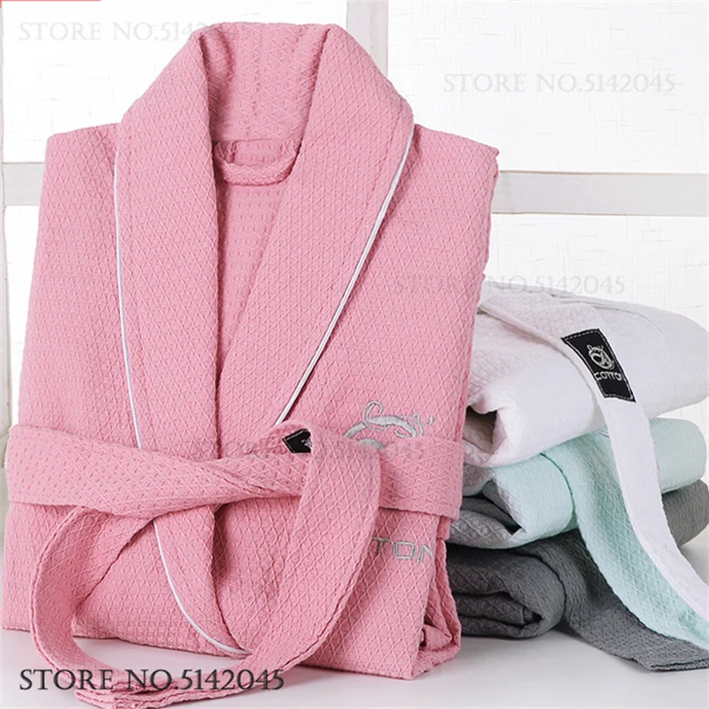 

Хлопковое кимоно для пары, платье юката, весенне-осенний халат для сна, домашний халат, свободная ночная одежда с вафельной вышивкой, домашняя одежда, пеньюар