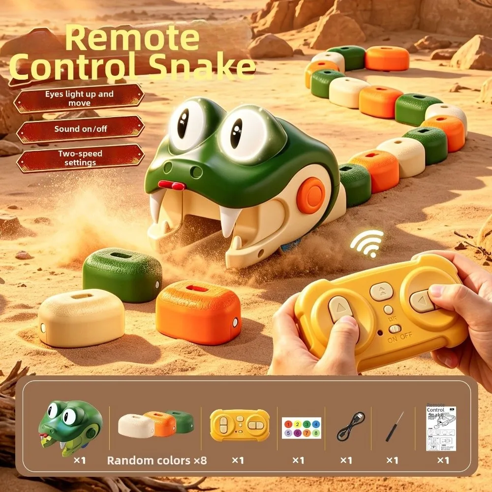 Light Up Eyes Remote Control Snake Eyes Rotate Two Speed Modes Electric Snake Remote Controlled Magnetic Eating Snake Play
