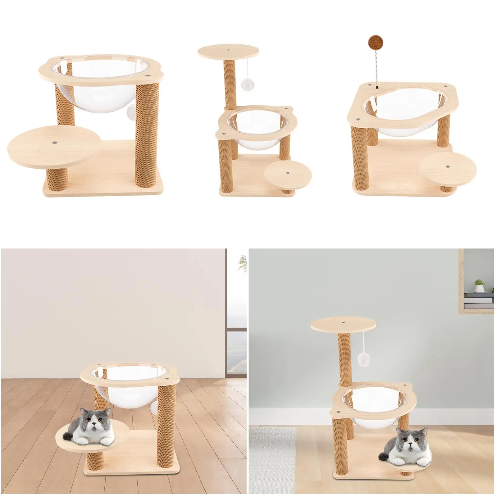 

Cat Tree Cat Bed Cat Supplies Cat Hammock Transparent Clear Space Capsule Tower for Kitty Bunny Indoors Cats Kittens