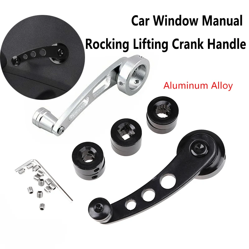 2 Pieces Universal Car Window Manual Rocking Lifting Crank Handle Aluminum Alloy Winder Lifter Riser Replacement Car Accessories