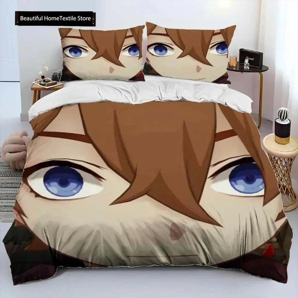 Anime Genshin Impact Game Bedding Set Boys Girls Twin Queen Size Duvet Cover Pillowcase Bed Kids Adult Home Textileextile