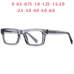 Transparent Gray Frame Square Myopia Prescription Glasses With Lenses Anti Blue Rays Student Myopes Lunettes  0 -0.5 -0.75 To -6