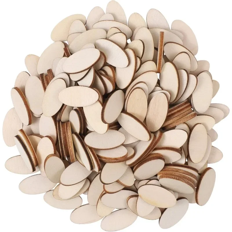 

100PCS Unfinished Wood Oval Slices Natural Rustic Wooden Cutout Wood Craft Supplies for DIY Craft Wedding Christmas