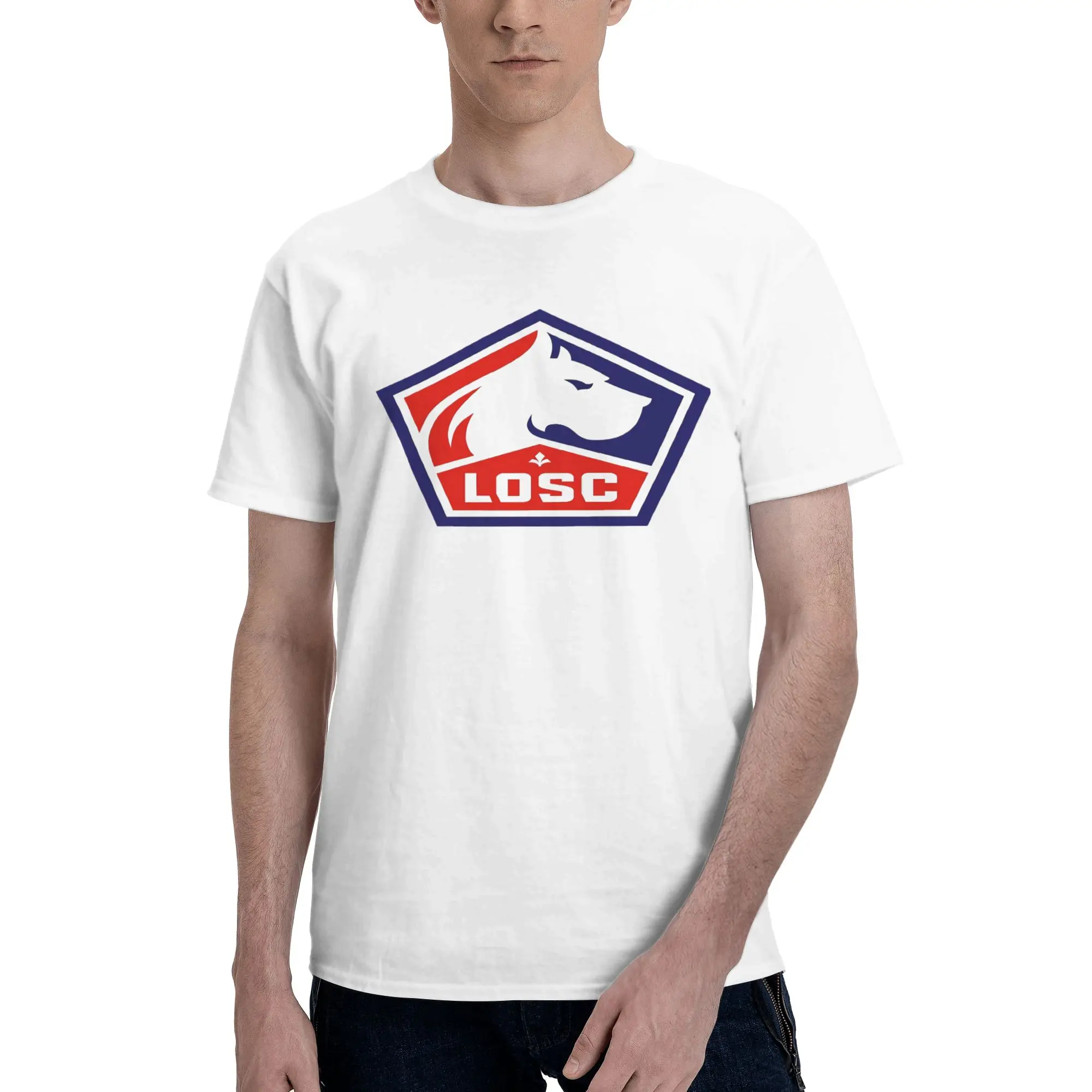 100 Coton Clubs Football Losc Lille Fitness Reversible T-shirtOutdoor Leisure Cotton Tee
