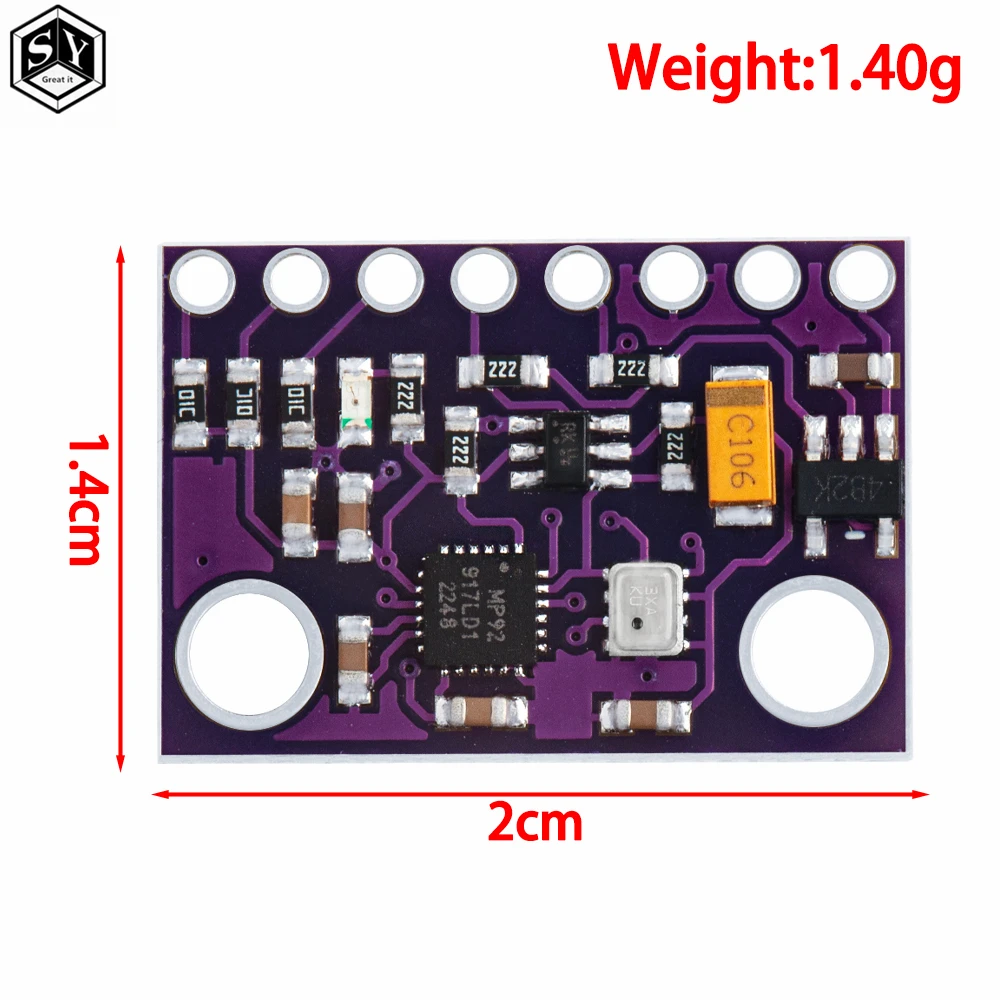 1PCS MPU-9250 MPU9250 BMP280 SPI IIC/I2C 10DOF Acceleration Gyroscope Compass 9-Axis Sensor Board Module GY-91 For Arduino 3-5V