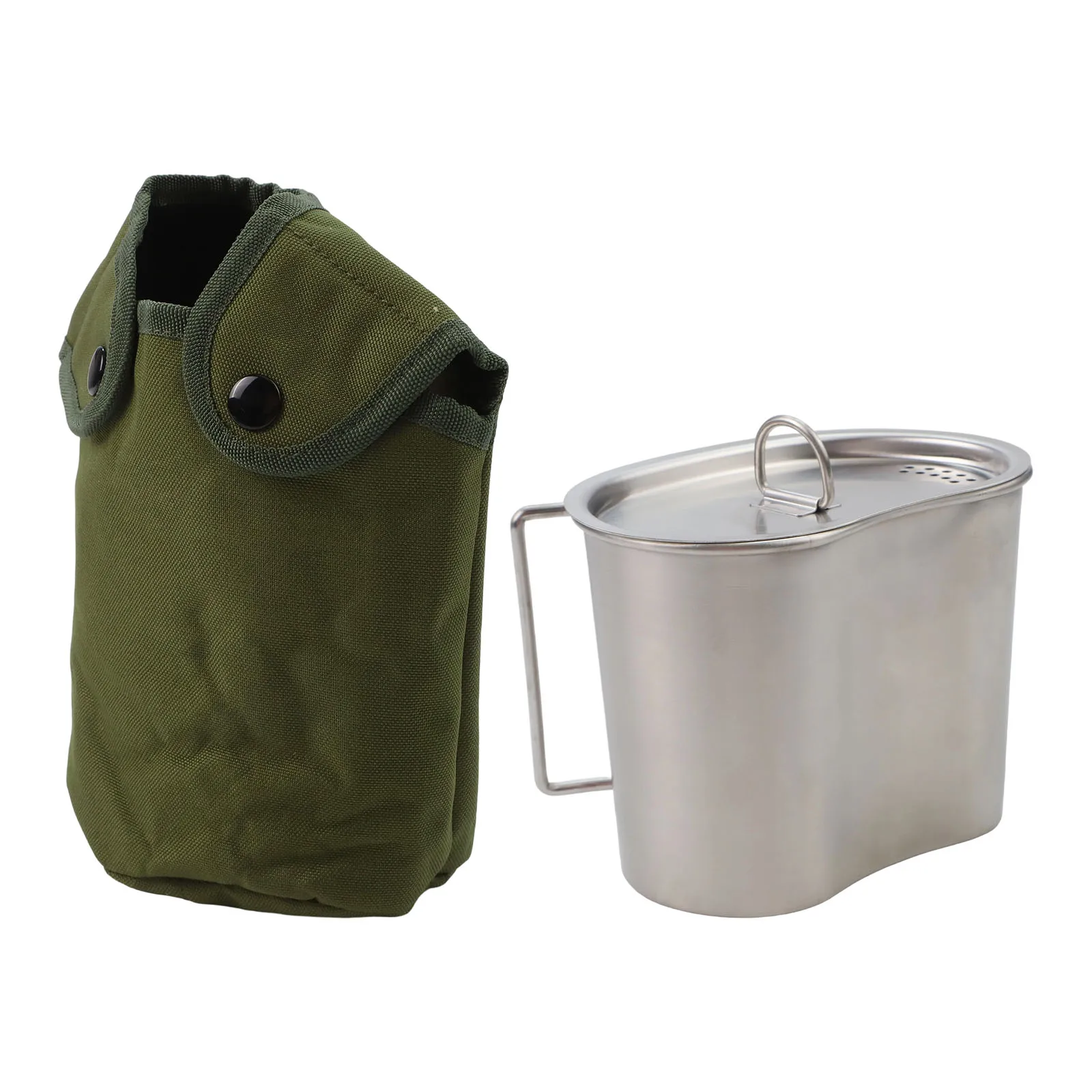 

Чайник из нержавеющей стали для кемпинга и пеших прогулок со складной ручкой и сумкой для хранения емкостью 700 мл для уличного использования