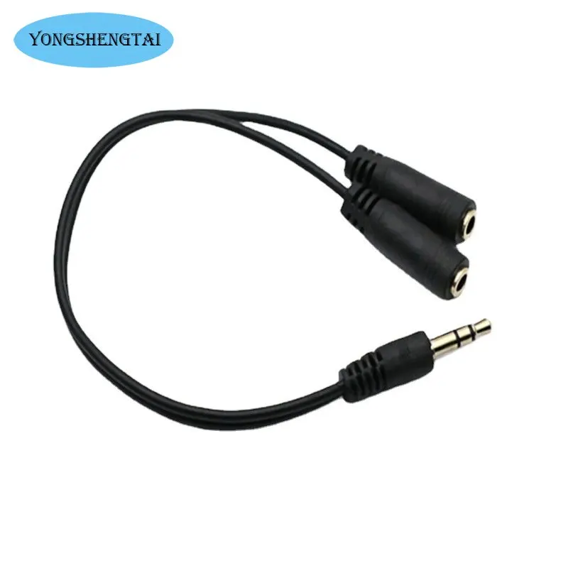 Kabel adaptor Headphone, satu titik dua kabel Audio komputer telepon ke Speaker 3.5 publik ke 3.5 ganda kabel koneksi Audio wanita