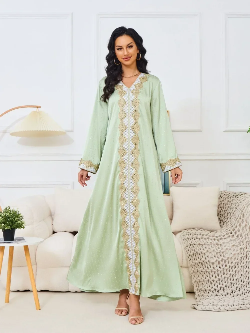 

Праздничное длинное платье-роба для мусульманок на Ид, с поясом, для вечеринок, Рамадана, Кафтан, Марокко, Саудовская Аравия, Дубай, Абаи, Исламские платья, Джалабия