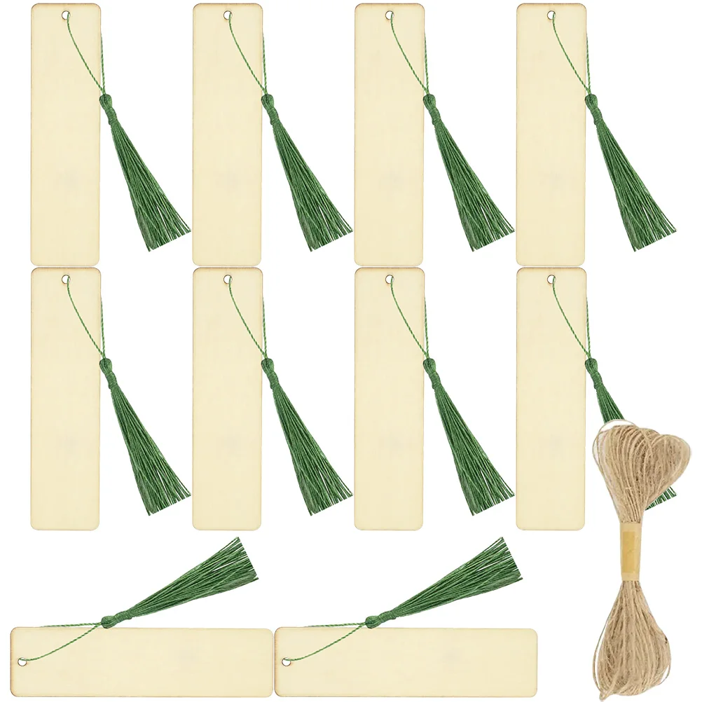

1 set 1 Set Of Diy Wooden Bookmarks Craft Tassel Decorative Student Supply Gift For Readers Graffiti Blank Bookmark Set