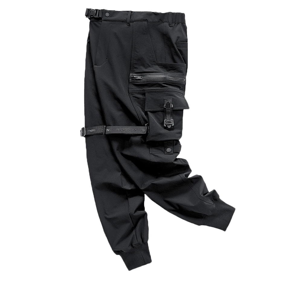 Streetwear Cargo Pants Harajuku Hip Hop Joggers Men Oversized Techwear Pants Multi Pockets Harem Pencil Trousers Black