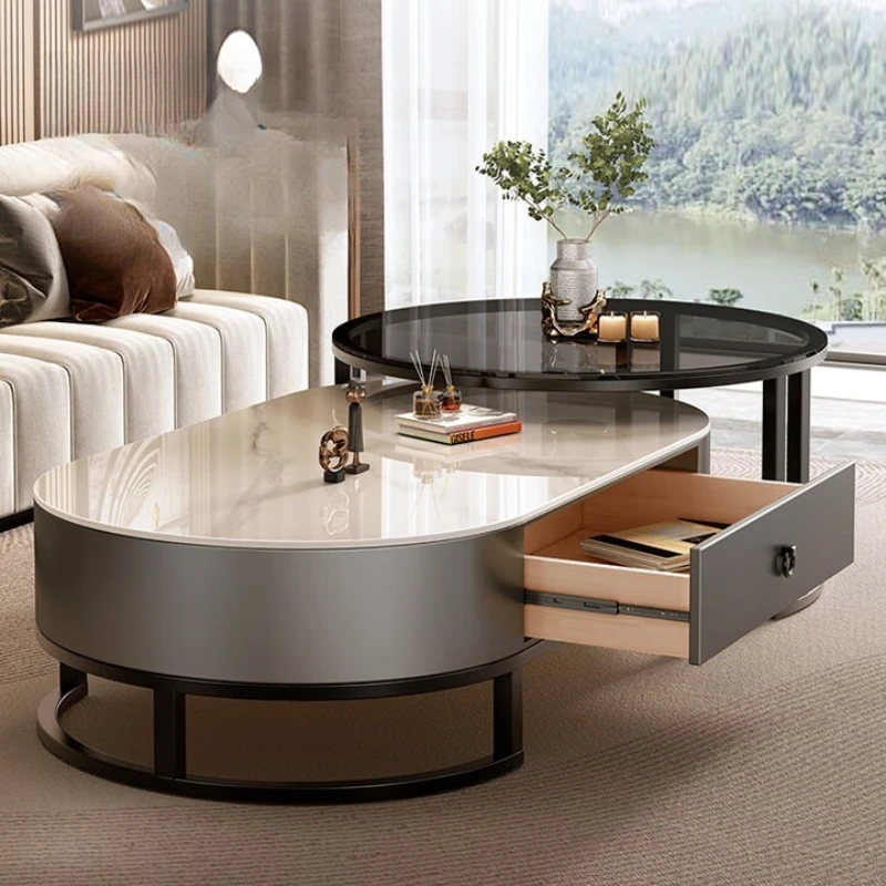 

Designer Extendable Coffee Table Gold Storage Modern Luxury Coffee Table Stainless Steel Smart Couch Tisch Furniture Living Room
