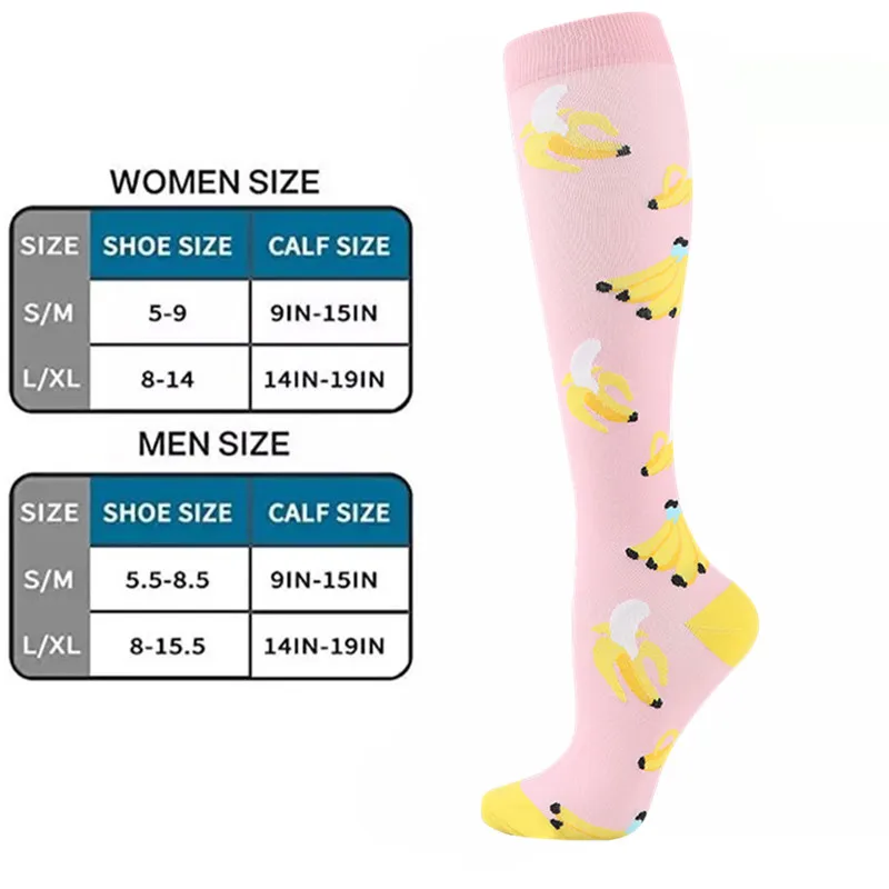 6Pairs Multi-color Compression Socks Long Golfs Tube Socks Men Women Over Knee Compress Socks Outdoor Running Nursing Calf Socks