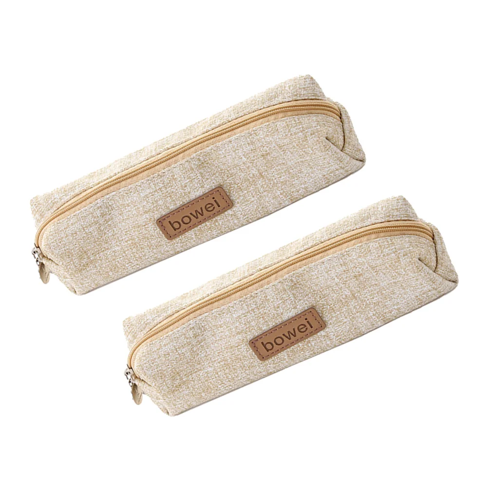 

2Pcs Simple and Fashion Pencil Bag Pencil Case Pattern Pen Bags Creative Stationery Students Size (Beige)