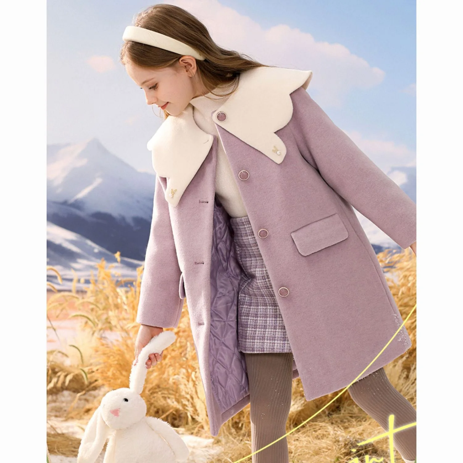 Girl Top New Autumn Winter Korean Fashion Style Woollen Coat Baby Girl Solid Loose Thick Padded Mid Length Overcoat Kid Clothes