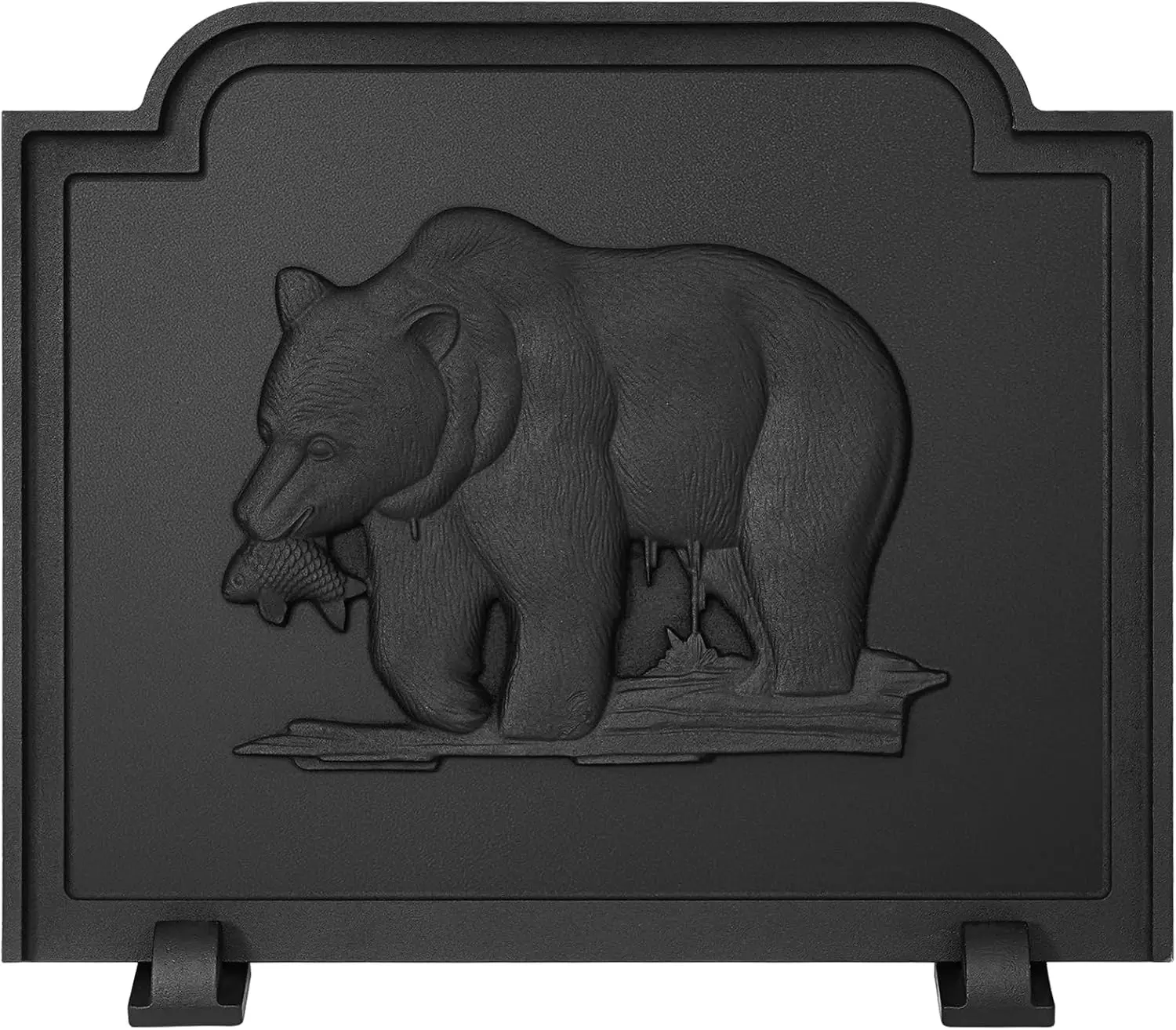 

20" Cast Iron Firebacks for Fireplace, Bear Decorative Fireplace Back Plate with Feet, Sturdy Fireplace Fireback, Fireplace W